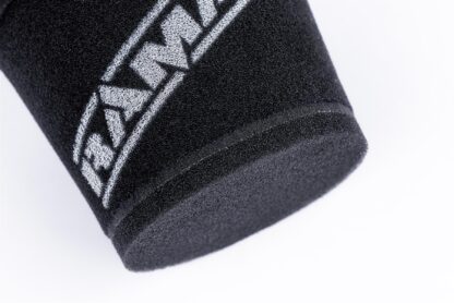 This filter is designed to be fitted to the outside of a rigid pipe such as a MAF sensor housing. These filters have an rubber polymer neck and a cone shaped filter element. This enables easy fitting to space-restricted engine compartments