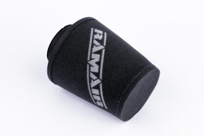 whilst providing a large surface to maximise potential air flow. The filters are constructed using stainless steel cage internal and our famous 15mm thick twin layer foam.  Ramair universal filters are designed and manufactured for a very diverse range of applications and are made here in the UK. They are available in many different sizes and styles available.  Clean using our filter maintenance kit - CK-003 This product has the following dimensions: Filter Internal Neck Diameter: 57mm (2.2inch) Filter Neck Length: 20mm (0.8inch) Filter Overall Height: 163mm (6.4inch) Filter Base Width: 130mm (5.1inch) Filter Top Width: 102mm (4inch) Filter Material: Dual Layer Foam