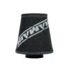 This filter is designed to be fitted to the outside of a rigid pipe such as a MAF sensor housing. These filters have an rubber polymer neck and a cone shaped filter element. This enables easy fitting to space-restricted engine compartments