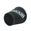This filter is designed to be fitted to the outside of a rigid pipe such as a MAF sensor housing. These filters have an rubber polymer neck and a cone shaped filter element. This enables easy fitting to space-restricted engine compartments
