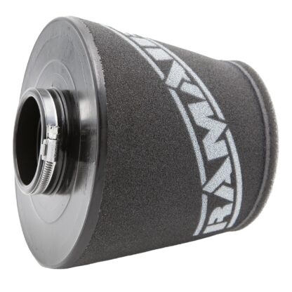 This filter is designed to be fitted to the outside of a rigid pipe such as a MAF sensor housing. These filters have an rubber polymer neck and a cone shaped filter element. This enables easy fitting to space-restricted engine compartments