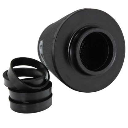 whilst providing a large surface to maximise potential air flow. The filters are constructed using stainless steel cage internal and our famous 15mm thick twin layer foam.  Ramair universal filters are designed and manufactured for a very diverse range of applications and are made here in the UK. They are available in many different sizes and styles available.  This filter comes with 4 reducing rings. These take the inlet from 90mm to 85mm