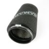 This filter is designed to be fitted to the outside of a rigid pipe such as a MAF sensor housing. These filters have an rubber polymer neck and a cone shaped filter element. This enables easy fitting to space-restricted engine compartments