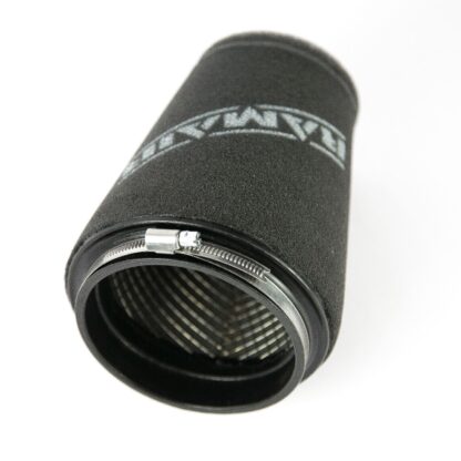 This filter is designed to be fitted to the outside of a rigid pipe such as a MAF sensor housing. These filters have an rubber polymer neck and a cone shaped filter element. This enables easy fitting to space-restricted engine compartments