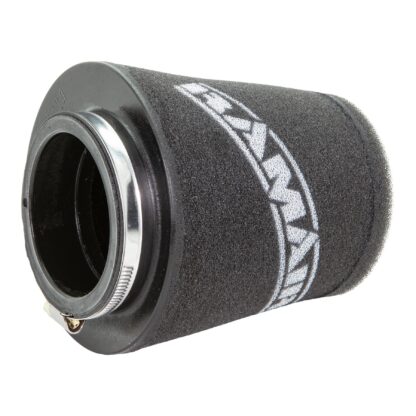 This filter is designed to be fitted to the outside of a rigid pipe such as a MAF sensor housing. These filters have an rubber polymer neck and a cone shaped filter element. This enables easy fitting to space-restricted engine compartments