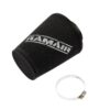 This filter is designed to be fitted to the outside of a rigid pipe such as a MAF sensor housing. These filters have an rubber polymer neck and a cone shaped filter element. This enables easy fitting to space-restricted engine compartments