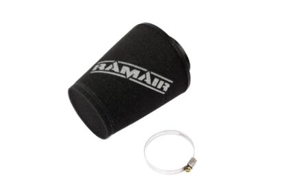 This filter is designed to be fitted to the outside of a rigid pipe such as a MAF sensor housing. These filters have an rubber polymer neck and a cone shaped filter element. This enables easy fitting to space-restricted engine compartments