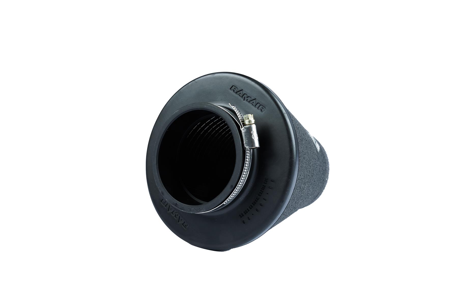 This filter is designed to be fitted to the outside of a rigid pipe such as a MAF sensor housing. These filters have an rubber polymer neck and a cone shaped filter element. This enables easy fitting to space-restricted engine compartments