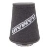 This filter is designed to be fitted to the outside of a rigid pipe such as a MAF sensor housing. These filters have an rubber polymer neck and a cone shaped filter element. This enables easy fitting to space-restricted engine compartments