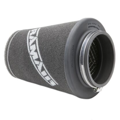 whilst providing a large surface to maximise potential air flow. The filters are constructed using stainless steel cage internal and our famous 15mm thick twin layer foam.  Ramair universal filters are designed and manufactured for a very diverse range of applications and are made here in the UK. They are available in many different sizes and styles available.  This filter comes with 4 reducing rings. These take the inlet from 90mm to 85mm