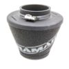 This filter is designed to be fitted to the outside of a rigid pipe such as a MAF sensor housing. These filters have an rubber polymer neck and a cone shaped filter element. This enables easy fitting to space-restricted engine compartments