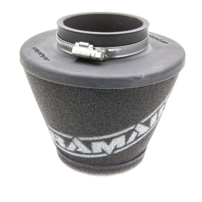 This filter is designed to be fitted to the outside of a rigid pipe such as a MAF sensor housing. These filters have an rubber polymer neck and a cone shaped filter element. This enables easy fitting to space-restricted engine compartments