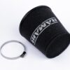 This filter is designed to be fitted to the outside of a rigid pipe such as a MAF sensor housing. These filters have an rubber polymer neck and a cone shaped filter element. This enables easy fitting to space-restricted engine compartments