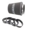 75mm or 70mm. Clean using our filter maintenance kit - CK-003 This product has the following dimensions: Filter Internal Neck Diameter: 90/85/80/76/70mm (3.5/3.3/3.1/2.9/2.7inch) Filter Neck Length: 23mm (0.9inch) Filter Overall Height: 159mm (6.3inch) Filter Base Width: 150mm (5.9inch) Filter Top Width: 115mm (4.5inch) Filter Material: Dual Layer Foam
