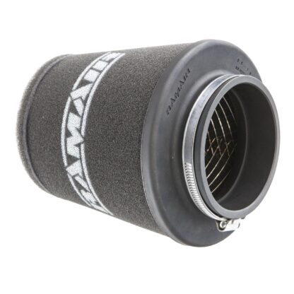 This filter is designed to be fitted to the outside of a rigid pipe such as a MAF sensor housing. These filters have an rubber polymer neck and a cone shaped filter element. This enables easy fitting to space-restricted engine compartments