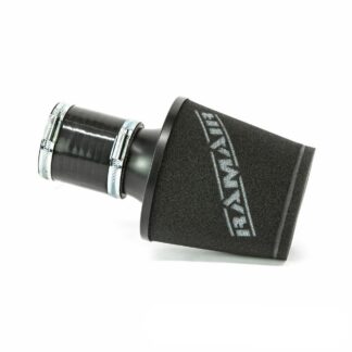 <p><strong>This filter is designed to be inserted into a flexible hose such as a rubber or silicone intake pipe.</strong></p> <p>These filters have an aluminium ram-pipe neck and a cone shaped filter element. This integral cone channels all the incoming air