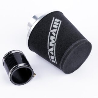<p><strong>This filter is designed to be inserted into a flexible hose such as a rubber or silicone intake pipe.</strong></p> <p>These filters have an aluminium ram-pipe neck and a cone shaped filter element. This integral cone channels all the incoming air