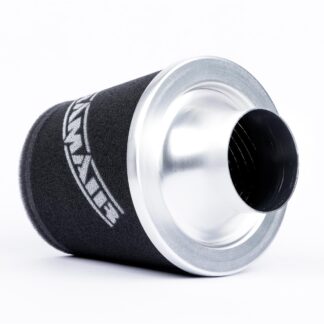 <p><strong>This filter is designed to be inserted into a flexible hose such as a rubber or silicone intake pipe.</strong></p> <p>These filters have an aluminium ram-pipe neck and a cone shaped filter element. This integral cone channels all the incoming air