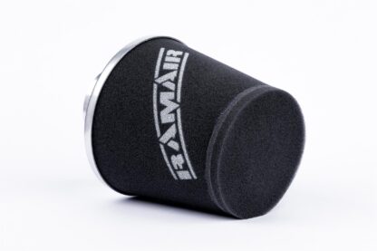 This filter is designed to be inserted into a flexible hose such as a rubber or silicone intake pipe. These filters have an aluminium ram-pipe neck and a cone shaped filter element. This integral cone channels all the incoming air