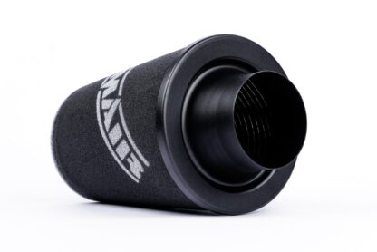 This filter is designed to be inserted into a flexible hose such as a rubber or silicone intake pipe. These filters have an aluminium ram-pipe neck and a cone shaped filter element. This integral cone channels all the incoming air
