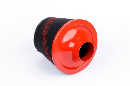 This filter is designed to be inserted into a flexible hose such as a rubber or silicone intake pipe. These filters have an aluminium ram-pipe neck and a cone shaped filter element. This integral cone channels all the incoming air
