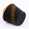 This filter is designed to be inserted into a flexible hose such as a rubber or silicone intake pipe. These filters have an aluminium ram-pipe neck and a cone shaped filter element. This integral cone channels all the incoming air