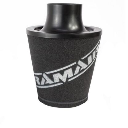 This filter is designed to be inserted into a flexible hose such as a rubber or silicone intake pipe. These filters have an aluminium ram-pipe neck and a cone shaped filter element. This integral cone channels all the incoming air