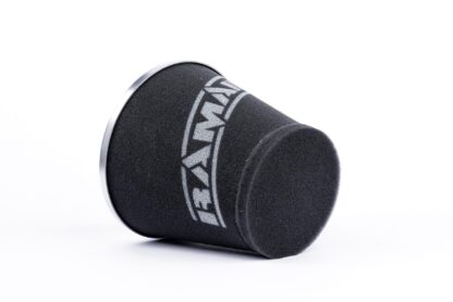 This filter is designed to be inserted into a flexible hose such as a rubber or silicone intake pipe. These filters have an aluminium ram-pipe neck and a cone shaped filter element. This integral cone channels all the incoming air