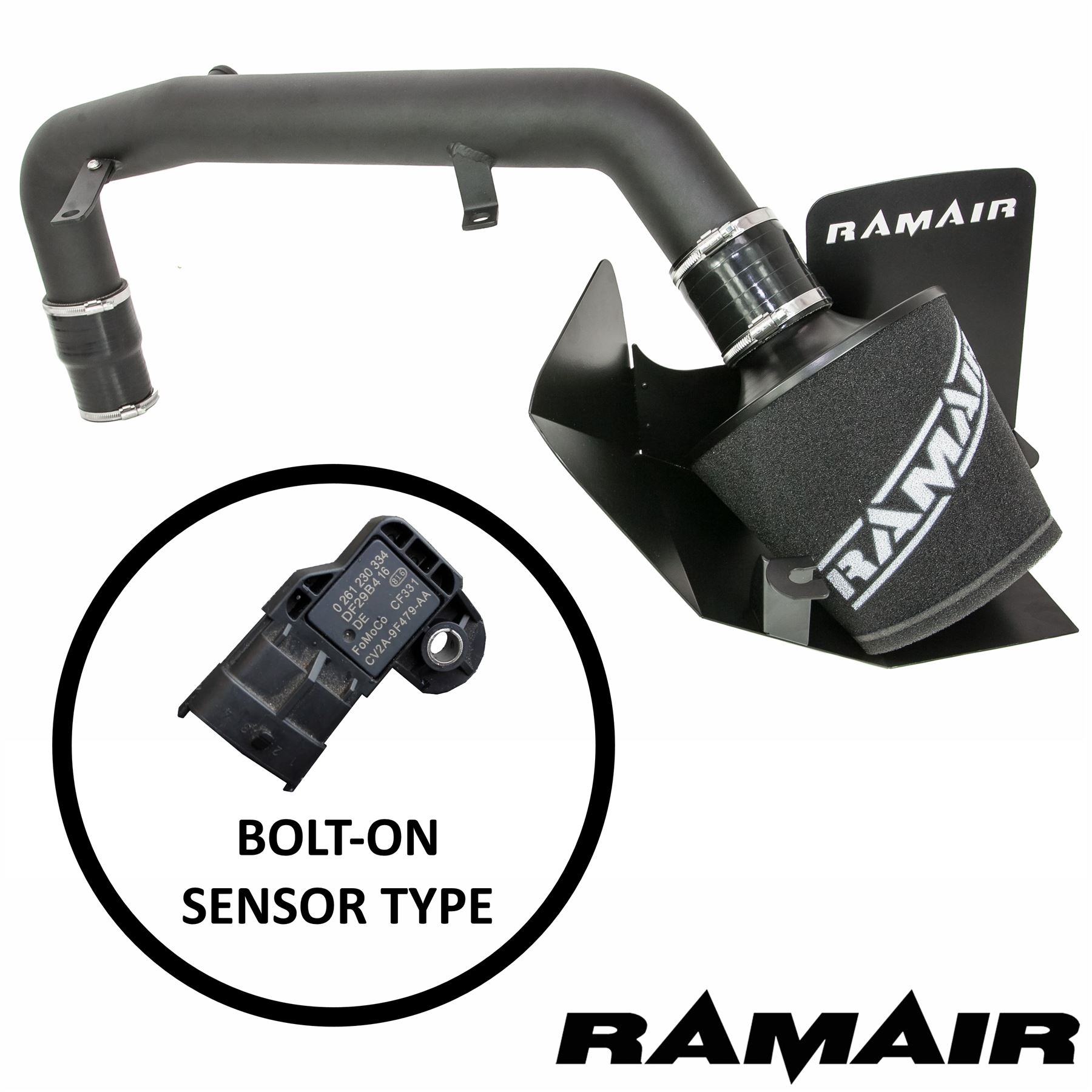 This Performance intake kit is designed to fit a MK3 Ford Focus ST 250 2.0T 2012 - 2014 with the bolt in style IAT sensor. Other kit available for the twist type sensor.  Features  Improves performance and throttle response Enhanced induction and turbo sound Full fitting kit and instructions Easy to clean using our filter maintance kit - CK-003  What Does It Do? This performance intake kit allows improved air flow and sound over the standard restrictive factory equipment. What Will I Get? Ramair Filters utilise the top-quality components in all their kits see below for what this kit will include:  Black powder coated heat shield Ramair foam filter Black silicone couplers Black powder coated hard intake pipe Full fitting kit with easy step by step instructions  If you have any queries on this product fitment then please contact us via 01793 296 344 or on our live chat and one of our brand associates will be more than happy to assist.