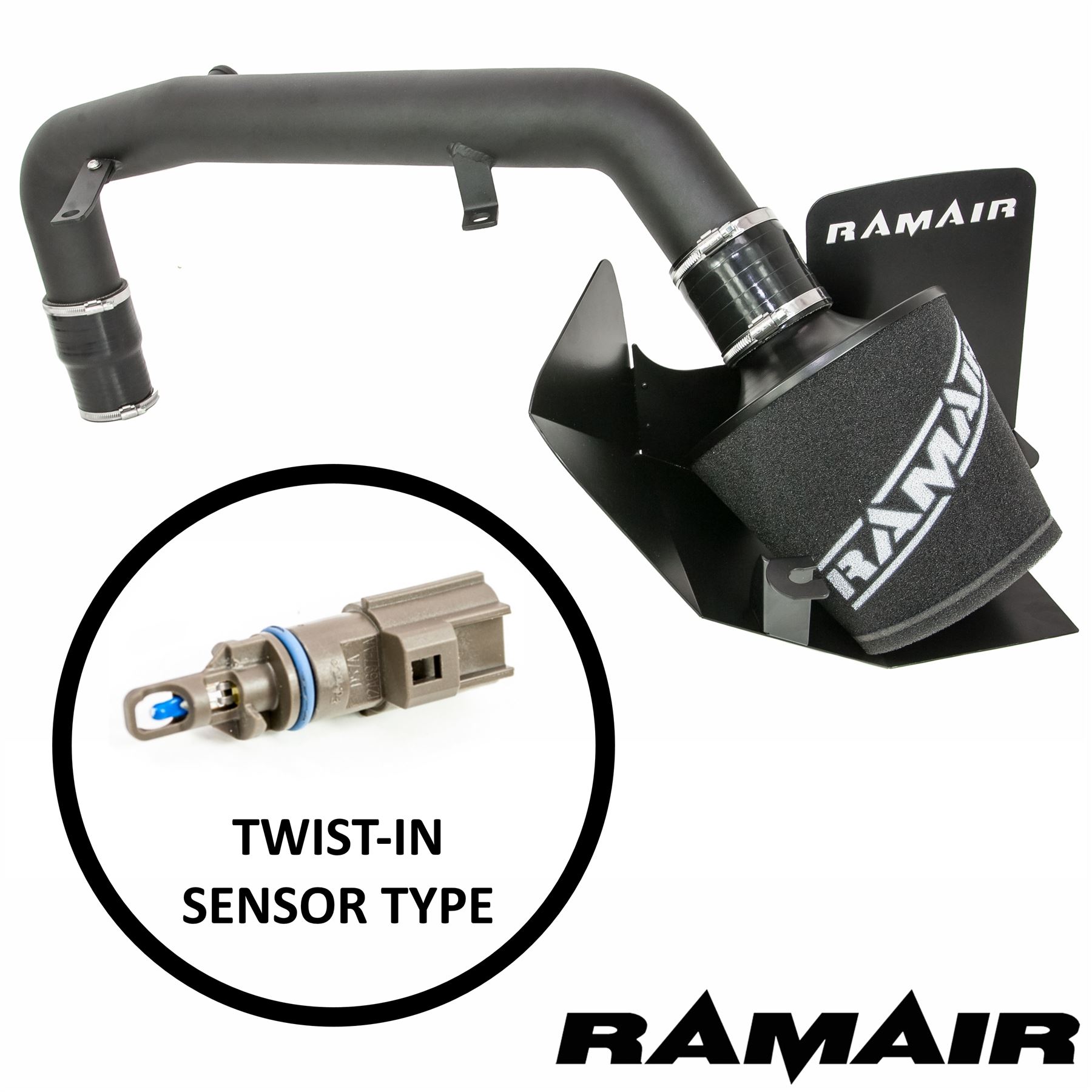 This Performance intake kit is designed to fit a MK3 Ford Focus ST 250 2.0T 2014 – 2019 with the twist in style IAT sensor. Other kit available for the bolt type sensor.  Features  Improves performance and throttle response Enhanced induction and turbo sound Full fitting kit and instructions Easy to clean using our filter maintance kit - CK-003  What Does It Do? This performance intake kit allows improved air flow and sound over the standard restrictive factory equipment. What Will I Get? Ramair Filters utilise the top-quality components in all their kits see below for what this kit will include:  Black powder coated heat shield Ramair foam filter Black silicone couplers Black powder coated hard intake pipe Full fitting kit with easy step by step instructions  If you have any queries on this product fitment then please contact us via 01793 296 344 or on our live chat and one of our brand associates will be more than happy to assist.