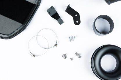 designed to optimise airflow by reducing turbulance. Offers proven performance gains - especially with a tuned vehicle. Easy to clean using our filter maintance kit - CK-003  What Does It Do? This induction kit will increase the airflow into the turbo while increasing engine noise over the restrictive factory air intake system. This kit includes everything required for the fitting of the induction kit. What Will I Get? Ramair Filters utilise the top-quality components in all their kits see below for what this kit will include:  Black laser cut precision folded heat shield