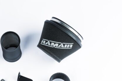 designed to optimise airflow by reducing turbulance. Offers proven performance gains - especially with a tuned vehicle. Easy to clean using our filter maintance kit - CK-003  What Does It Do? This induction kit will increase the airflow into the turbo while increasing engine noise over the restrictive factory air intake system. This kit includes everything required for the fitting of the induction kit. What Will I Get? Ramair Filters utilise the top-quality components in all their kits see below for what this kit will include:  Black laser cut precision folded heat shield