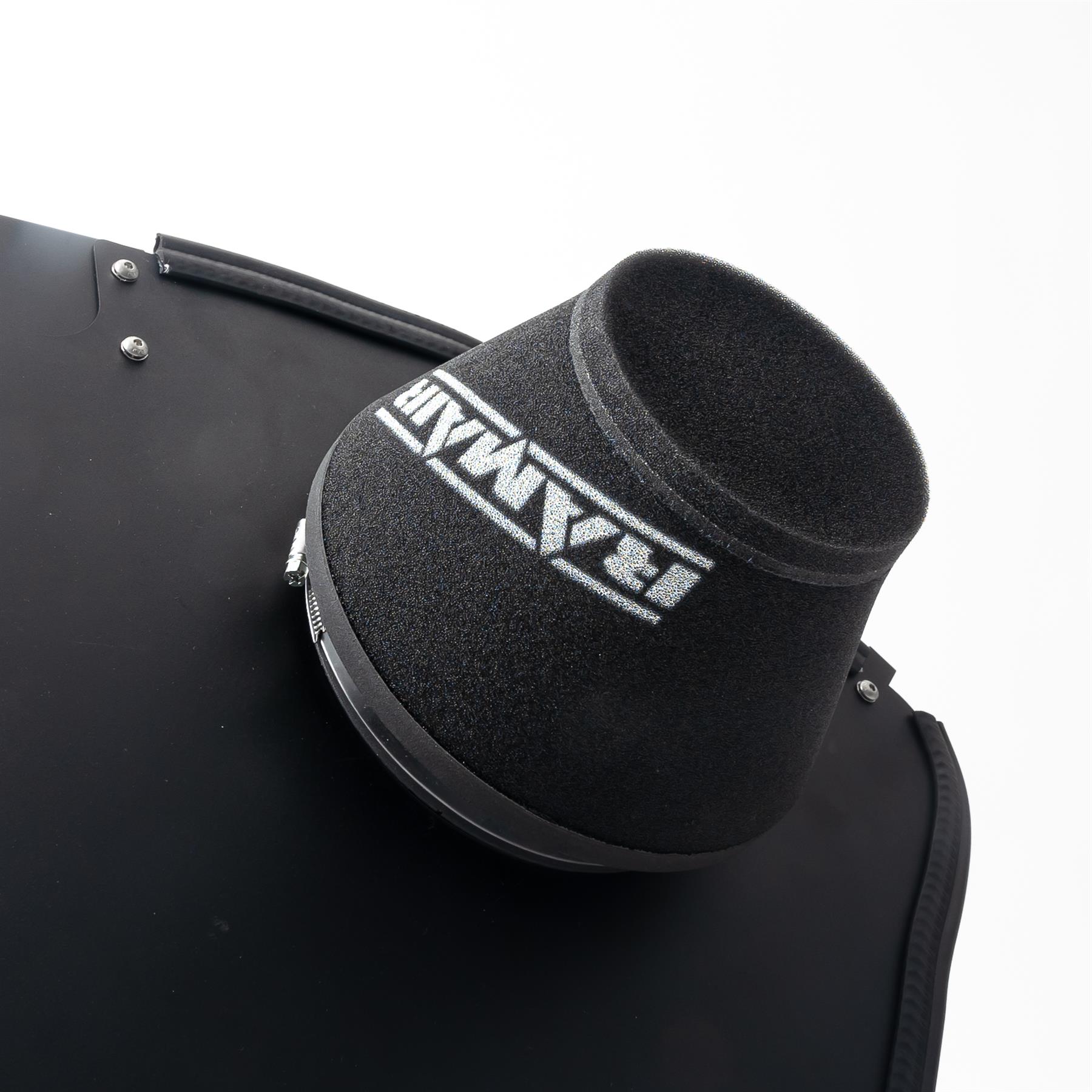 designed to optimise airflow. Offers proven performance gains – especially with a tuned vehicle.  Heat shield helps maintain low intake temperatures by providing a physical barrier between the air filter and the rest of the engine bay Includes all nuts bolts