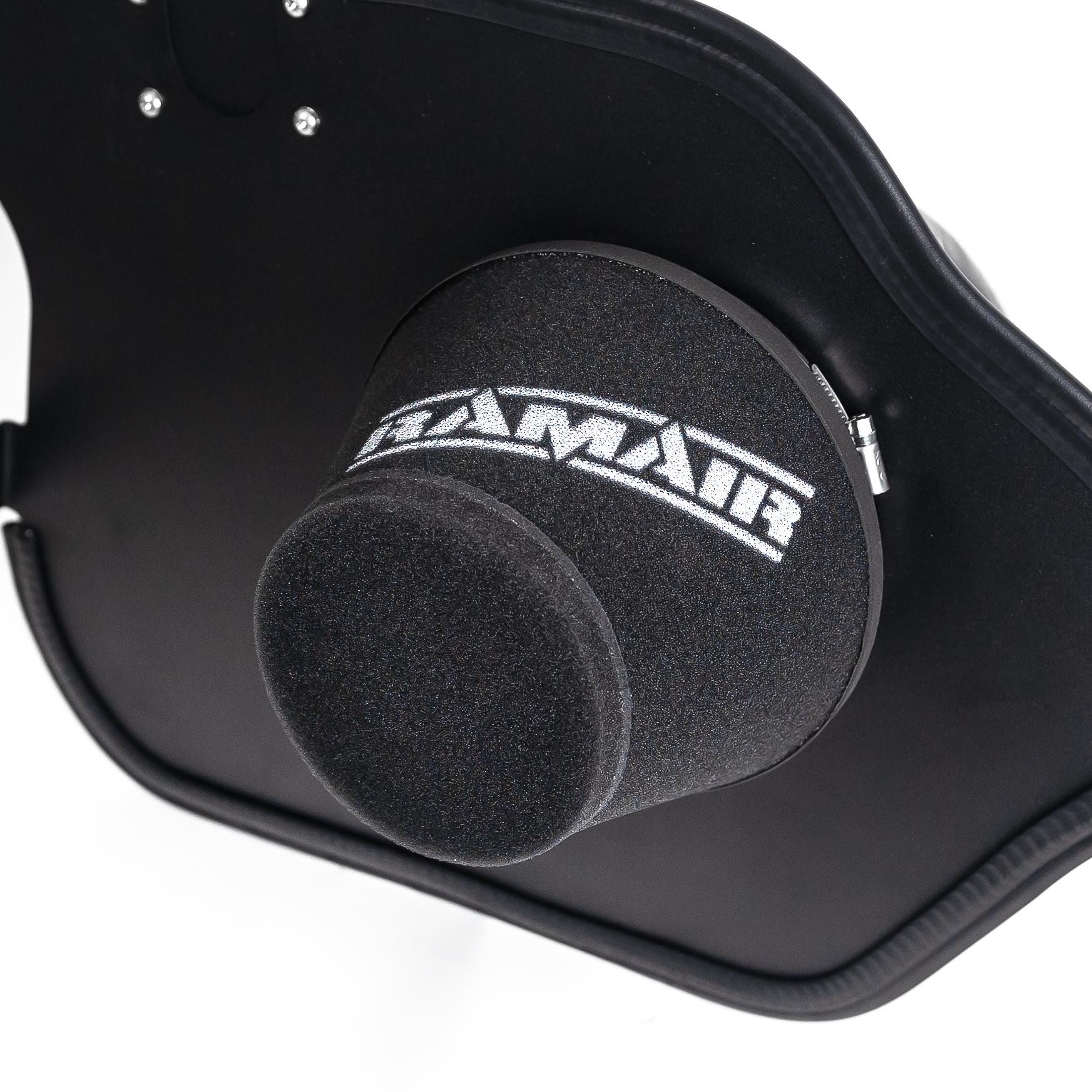 hose clamps and high quality silicone hose connectors necessary to fit the kit to a standard car  Easy to clean using our filter maintance kit - CK-003  What Does It Do? This induction kit will increase the airflow into the turbo while increasing engine noise over the restrictive factory air intake system. This kit includes everything required for the fitting of the induction kit. What Will I Get? Ramair Filters utilise the top-quality components in all their kits see below for what this kit will include:  Black heat shield Ramair foam filter Full fitting kit with easy step by step instructions including pictures  If you have any queries on product fitment then please contact us via 01793 296 344 or on our live chat and one of our brand associates will be more than happy to assist.