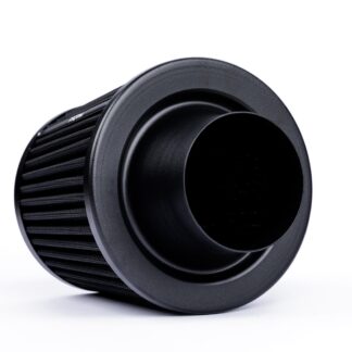 <p><strong>This filter comes with a silicone coupler so is designed to clamp on to the outside of a rigid hard pipe such as a MAF.</strong></p> <p>These filters have an aluminium ram-pipe neck and a cone shaped filter element. This integral cone channels all the incoming air