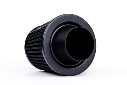 This filter comes with a silicone coupler so is designed to clamp on to the outside of a rigid hard pipe such as a MAF. These filters have an aluminium ram-pipe neck and a cone shaped filter element. This integral cone channels all the incoming air