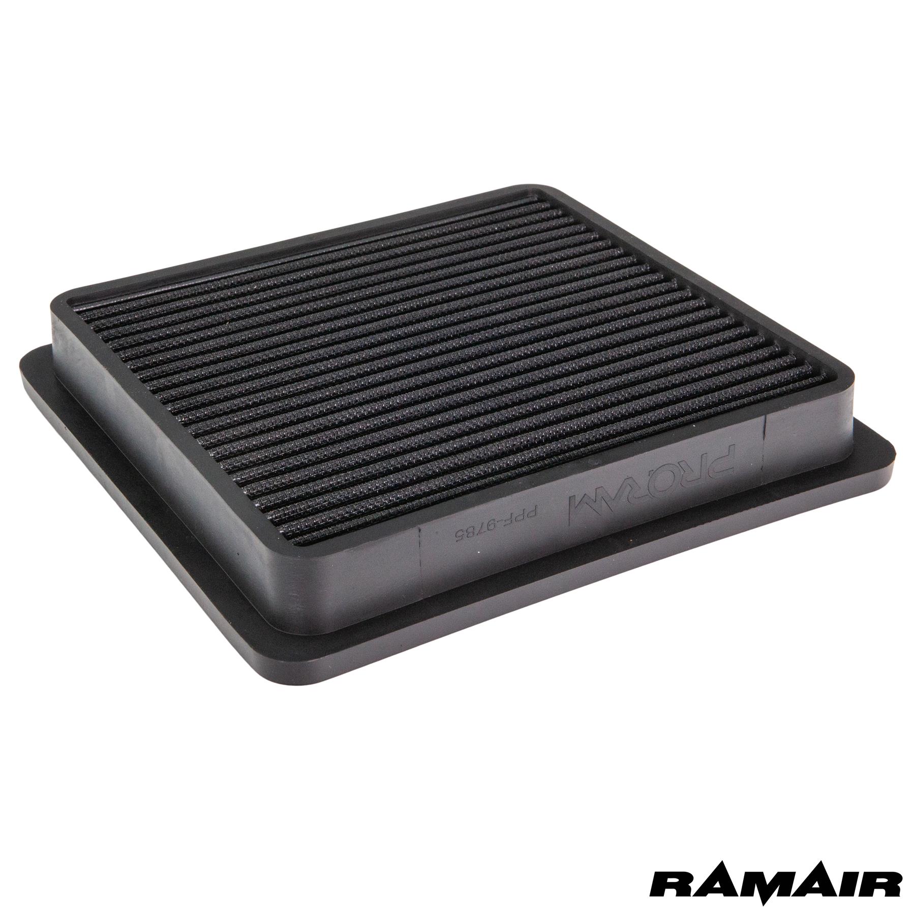 synthetic nanofiber filtration media Fits in the OEM Airbox and replaces inefficient paper filter Easy to clean using our filter maintenance kit - CK-003 Precision injection moulded for a perfect fit Guaranteed surface area using high quality custom blended polymer  What Does It Do? This Ramair performance filter has been designed to replace your standard OEM air filter inside your vehicles air box. These filters are made using a high quality