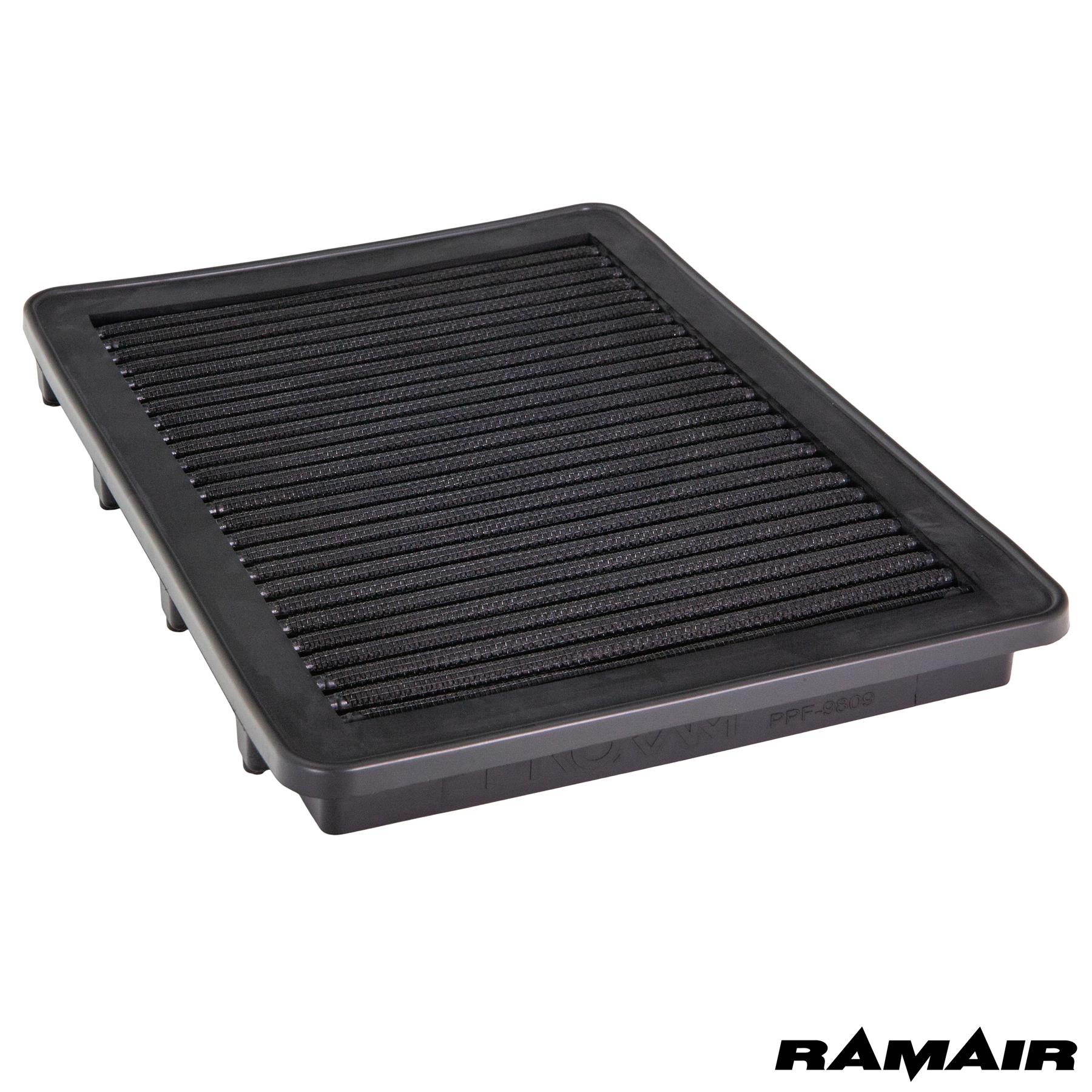 synthetic nanofiber filtration media Fits in the OEM Airbox and replaces inefficient paper filter Easy to clean using our filter maintenance kit - CK-003 Precision injection moulded for a perfect fit Guaranteed surface area using high quality custom blended polymer  What Does It Do? This Ramair performance filter has been designed to replace your standard OEM air filter inside your vehicles air box. These filters are made using a high quality