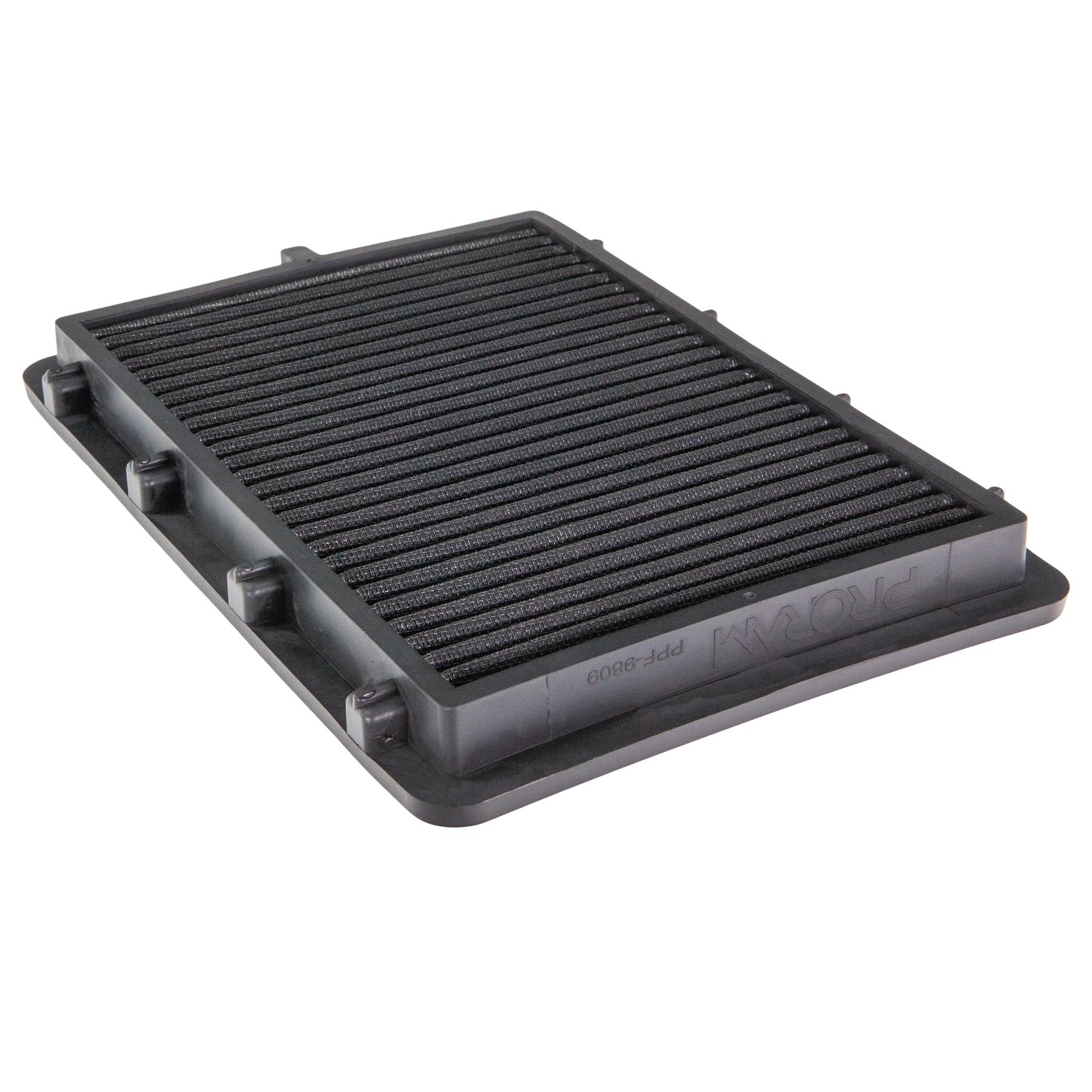 synthetic nanofiber filtration media which is pleated to maximise surface area and in turn increase air flow. Utilising over 35 years of experience in the field of motorsport filtration the pleated range by Ramair is the premium choice on the market today for your fast road or track car. Filter Length: 276mm (10.9inch) Filter Width: 197mm (7.8inch) Filter Shape: Unique Filter Material: Pleated Nanofibre If you have any queries on product fitment then please contact us via our live chat and one of our brand associates will be more than happy to assist.