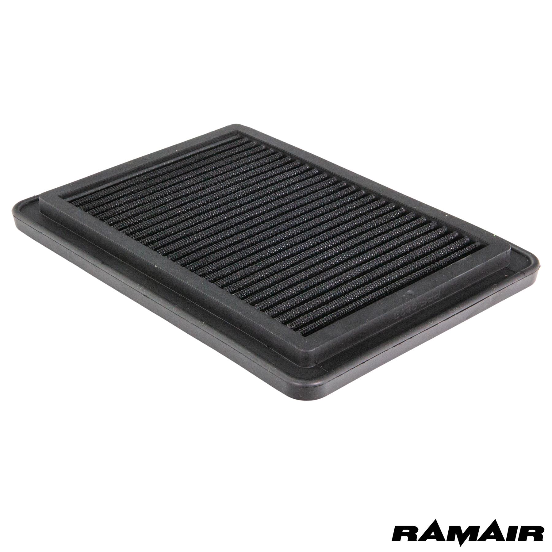 synthetic nanofiber filtration media Fits in the OEM Airbox and replaces inefficient paper filter Easy to clean using our filter maintenance kit - CK-003 Precision injection moulded for a perfect fit Guaranteed surface area using high quality custom blended polymer  What Does It Do? This Ramair performance filter has been designed to replace your standard OEM air filter inside your vehicles air box. These filters are made using a high quality