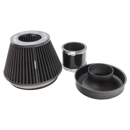 synthetic nanofiber filtration media which is pleated to maximise surface area and in turn increase air flow. Utilising over 35 years of experience in the field of motorsport filtration the PRORAM range by Ramair is the premium choice on the market today for your fast road or track car. Clean using our filter maintenance kit - CK-003 Filter Neck Outer Diameter: 70mm (2.8inch) Filter Neck Length: 25mm (0.9inch) Filter Base Width: 195mm (7.7inch) Filter Top Width: 120mm (4.7inch) Filter Overall Length: 140mm (5.5inch) Filter Material: Pleated Nanofibre Filter Base Material: Aluminium Filter Base Finish: Powder Coated Black