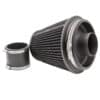 synthetic nanofiber filtration media which is pleated to maximise surface area and in turn increase air flow. Utilising over 35 years of experience in the field of motorsport filtration the PRORAM range by Ramair is the premium choice on the market today for your fast road or track car. Clean using our filter maintenance kit - CK-003 Filter Neck Outer Diameter: 102mm (4inch) Filter Neck Length: 25mm (0.9inch) Filter Base Width: 195mm (7.7inch) Filter Top Width: 120mm (4.7inch) Filter Overall Length: 200mm (7.9inch) Filter Material: Pleated Nanofibre Filter Base Material: Aluminium Filter Base Finish: Powder Coated Black