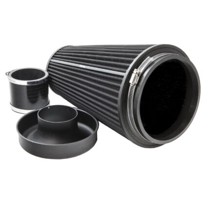 synthetic nanofiber filtration media which is pleated to maximise surface area and in turn increase air flow. Utilising over 35 years of experience in the field of motorsport filtration the PRORAM range by Ramair is the premium choice on the market today for your fast road or track car. Clean using our filter maintenance kit - CK-003 Filter Neck Outer Diameter: 102mm (4inch) Filter Neck Length: 25mm (0.9inch) Filter Base Width: 195mm (7.7inch) Filter Top Width: 120mm (4.7inch) Filter Overall Length: 325mm (12.8inch) Filter Material: Pleated Nanofibre Filter Base Material: Aluminium Filter Base Finish: Powder Coated Black