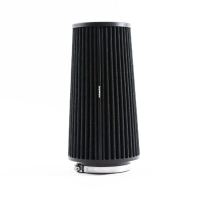 synthetic nanofiber filtration media which is pleated to maximise surface area and in turn increase air flow. Utilising over 35 years of experience in the field of motorsport filtration the PRORAM range by Ramair is the premium choice on the market today for your fast road or track car. Clean using our filter maintenance kit - CK-003 Filter Neck Internal Diameter: 100mm (3.9inch) Filter Neck Length: 25mm (1inch) Filter Base Width: 150mm (5.9inch) Filter Top Width: 120mm (4.7inch) Filter Overall Length: 305mm (12inch) Filter Material: Pleated Nanofibre Filter Base Material: Rubber Polymer