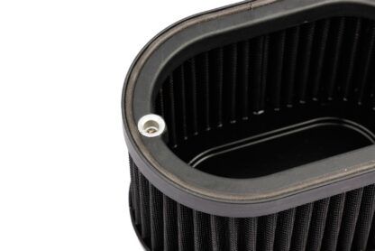 supported by a stainless steel cage and provides maximum surface area to optimise the airflow for induction ramming. The range of baseplates are cut for a variety of well known carburettor types and have quick-release fasteners to attach the element. RS-Series filter elements are manufactured at three standard heights to take account of variations in the space available for fitting. Features  High flow