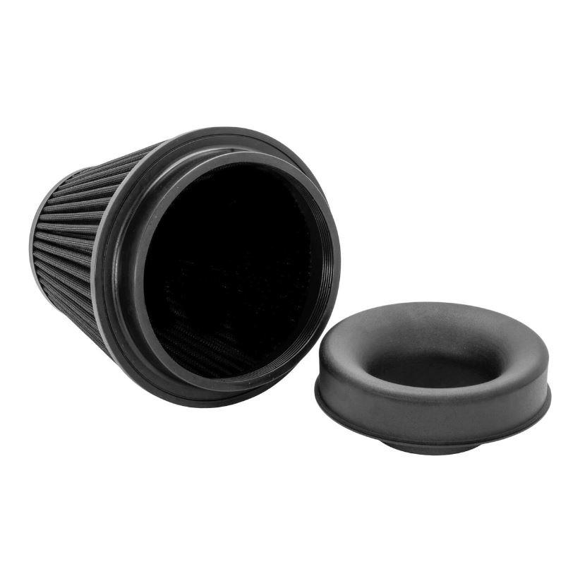 allowing for a clean 'OEM-Plus' look.  This kit mounts to standard factory mounting points and rubbers.  The heat shield helps maintian low intake temperatures by providing a barrier between the air filter and the rest of the engine bay. This kit directs the air from the factory cold feed around the cone filter. Easy to clean using our filter maintance kit - CK-003  What Does It Do? This induction kit will increase the airflow into the turbo while increasing engine noise over the restrictive factory air intake system. This kit includes everything required for the fitting of the induction kit. What Will I Get? Ramair Filters utilise the top-quality components in all their kits see below for what this kit will include:    Black laser cut precision folded heat shield