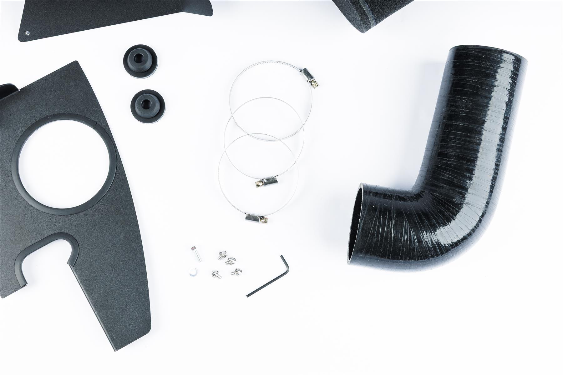 This Performance intake kit with black silicone intake pipe is designed to fit Audi