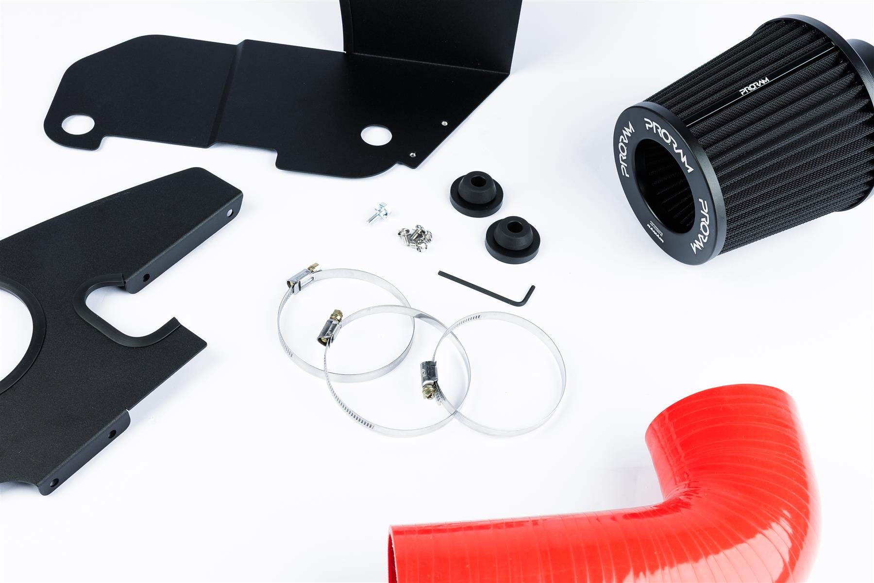 This Performance intake kit with red silicone intake pipe is designed to fit Audi