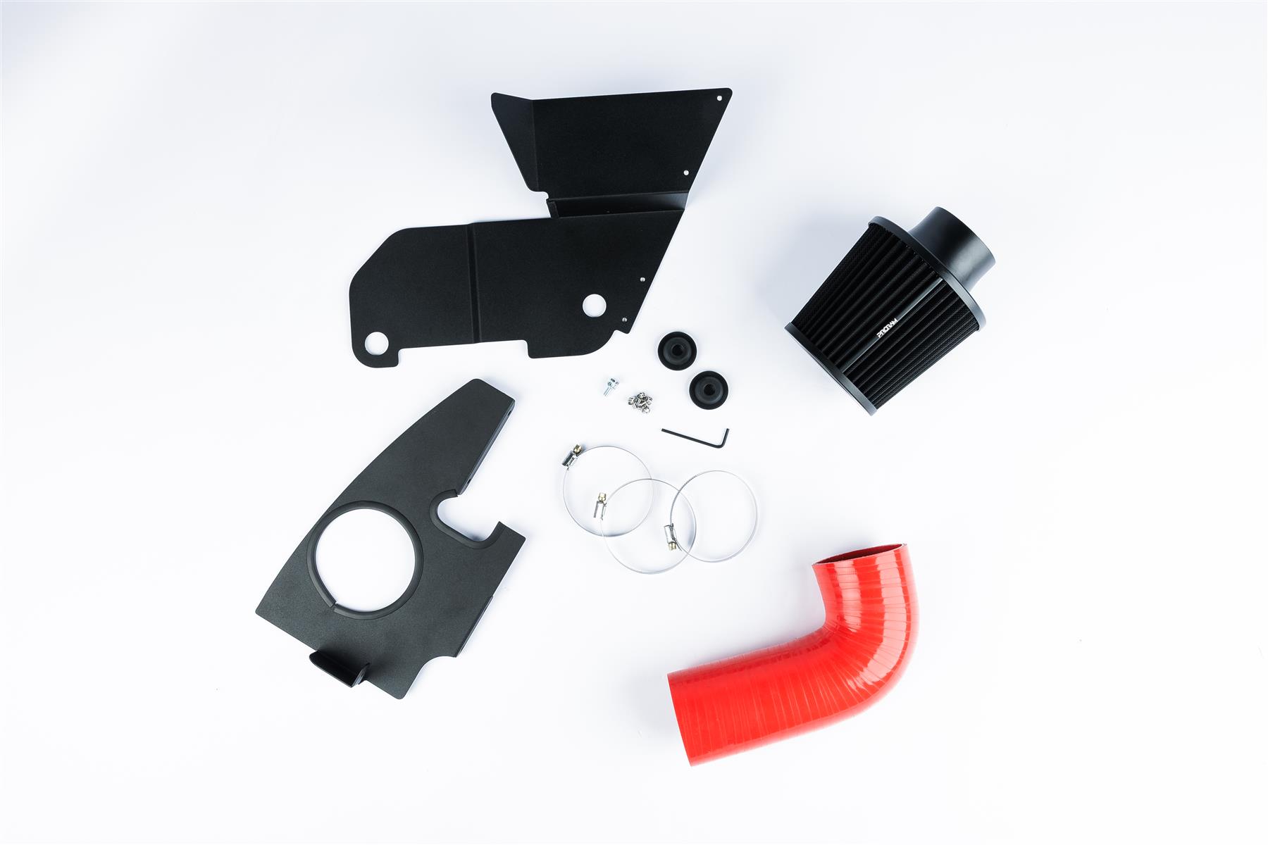 This Performance intake kit with red silicone intake pipe is designed to fit Audi