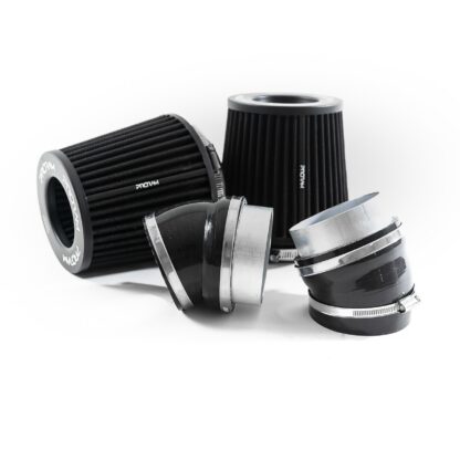 hose clamps and high quality silicone hose connectors necessary to fit the kit to the standard car Easy to clean using our filter maintance kit - CK-003  What Does It Do? This induction kit will increase the airflow into the supercharger while increasing engine noise over the restrictive factory air intake system. This kit includes everything required for the fitting of the induction kit. What Will I Get? Ramair Filters utilise the top-quality components in all their kits see below for what this kit will include:  Pair of Black powder-coated aluminium heat shields Pair of Proram pleated air filters Pair of custom made silicone hoses and alloy couplers Fitting kit with easy step by step instructions including pictures   If you have any queries on product fitment then please contact us via our live chat and one of our brand associates will be more than happy to assist.